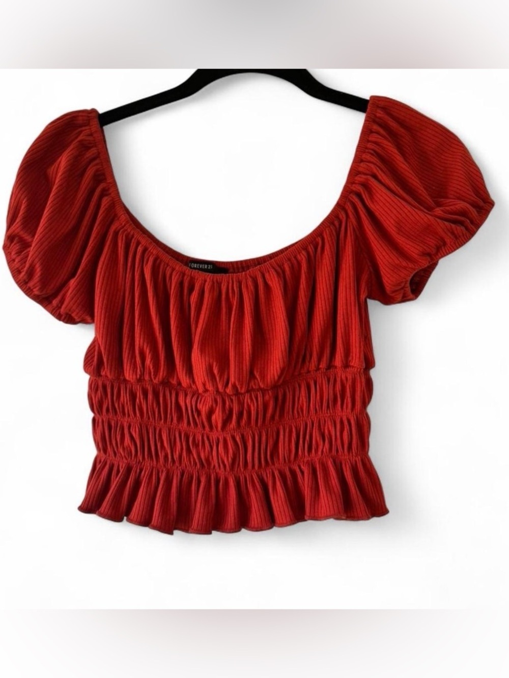 Forever 21 Cherry Red Ruffle Crop Top